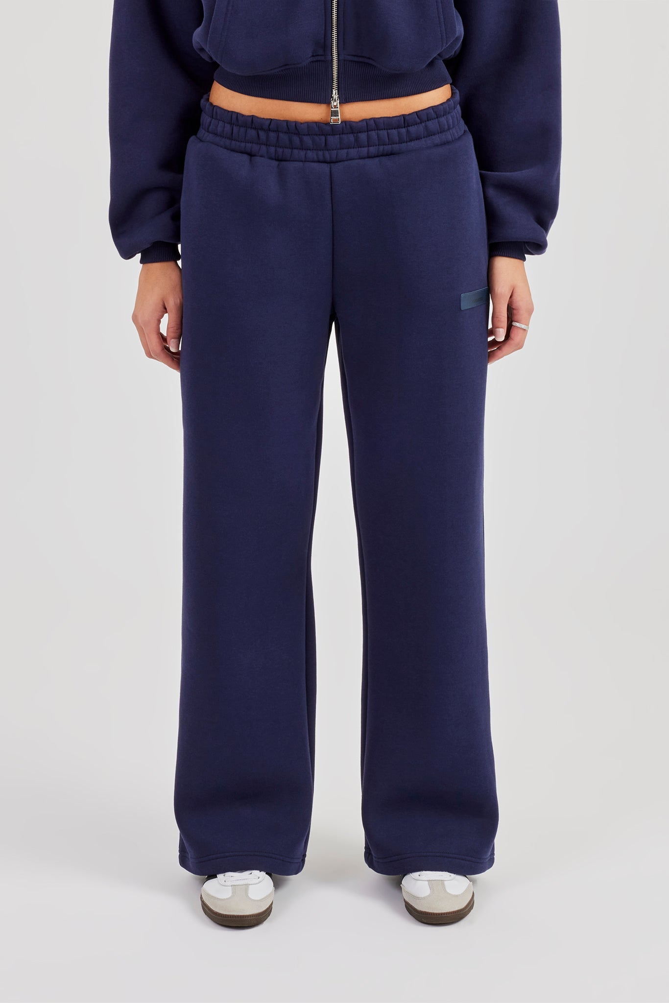 Logo Tab Wide Leg Jogger - Navy Blue